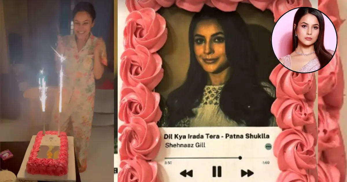 Shehnaaz cuts a cake, and celebrates her debut as a playback vocalist for 'Patna Shuklla'