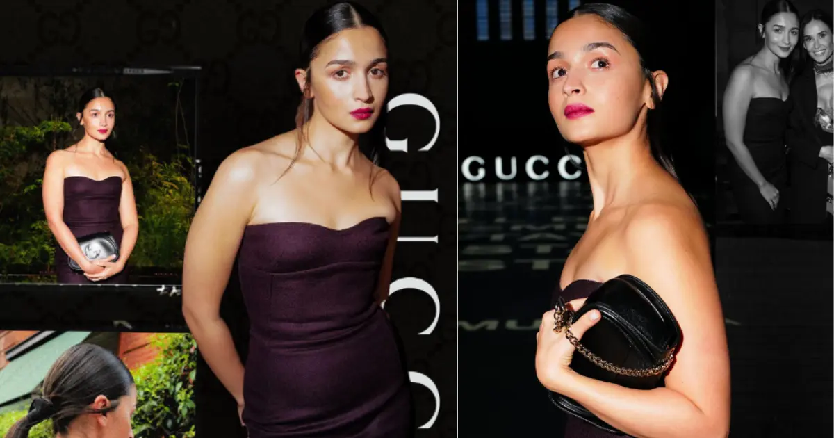 Gucci Cruise 2025 Deep Lips And Bronzed Cheeks In London Instead of Alia Bhatt's Dewy Glow