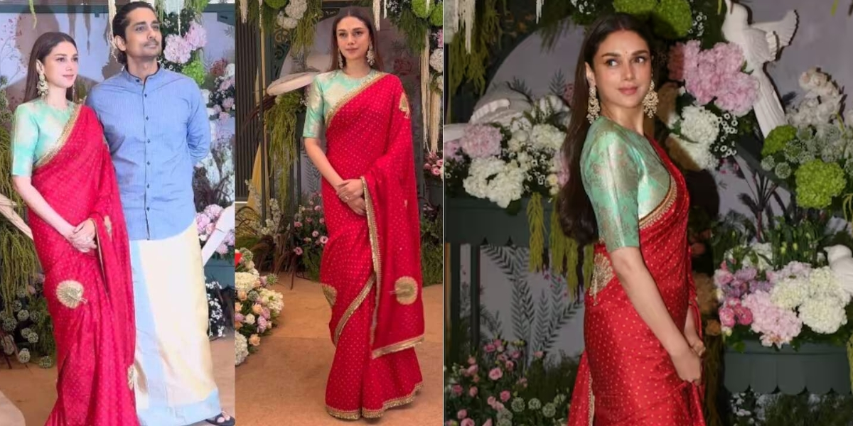 Aditi Rao Hydari’s Rs 59,800 Red Bandhani Silk Saree with Banarasi Blouse is Perfect for Modern Brides