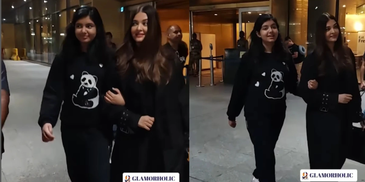 Aishwarya Rai Bachchan Keeps Her Airport Fashion On Point in a Black Trench Coat and Gucci Tote