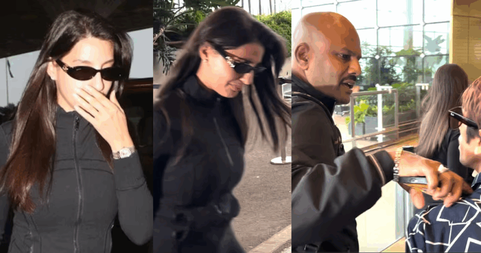 Nora Fatehi Cries at Mumbai Airport; Bodyguard Shuts Out Fan During Rumored Personal Crisis